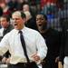 Pioneer High School head coach Rex Stanczak reacts to a basket against Bedford High School during the third quarter at Pioneer on Tuesday, Feb. 19, 2013. Melanie Maxwell I AnnArbor.com